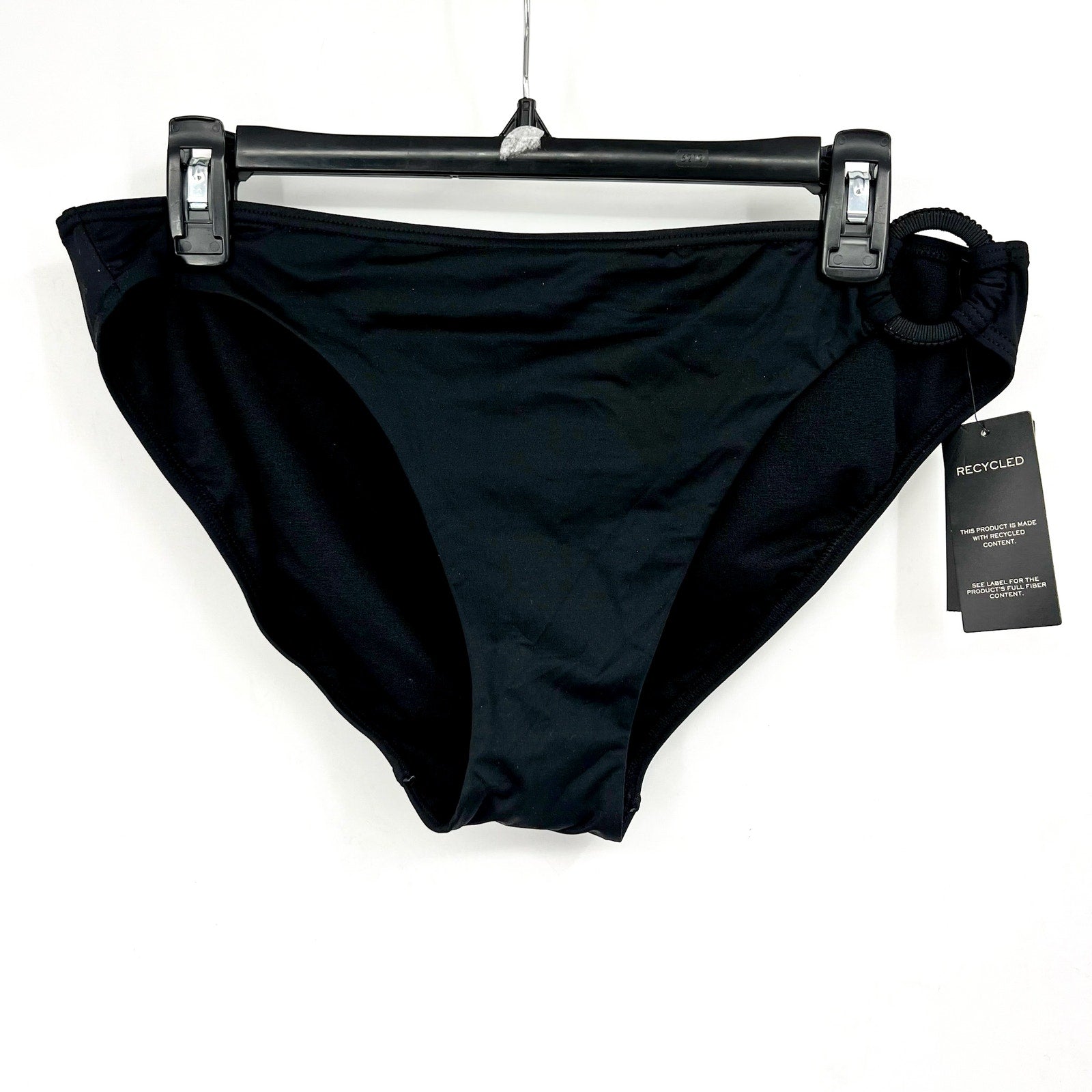 LAUREN RALPH LAUREN Women's Macrame O-Ring Bikini Bottom Size 12 Black NWT