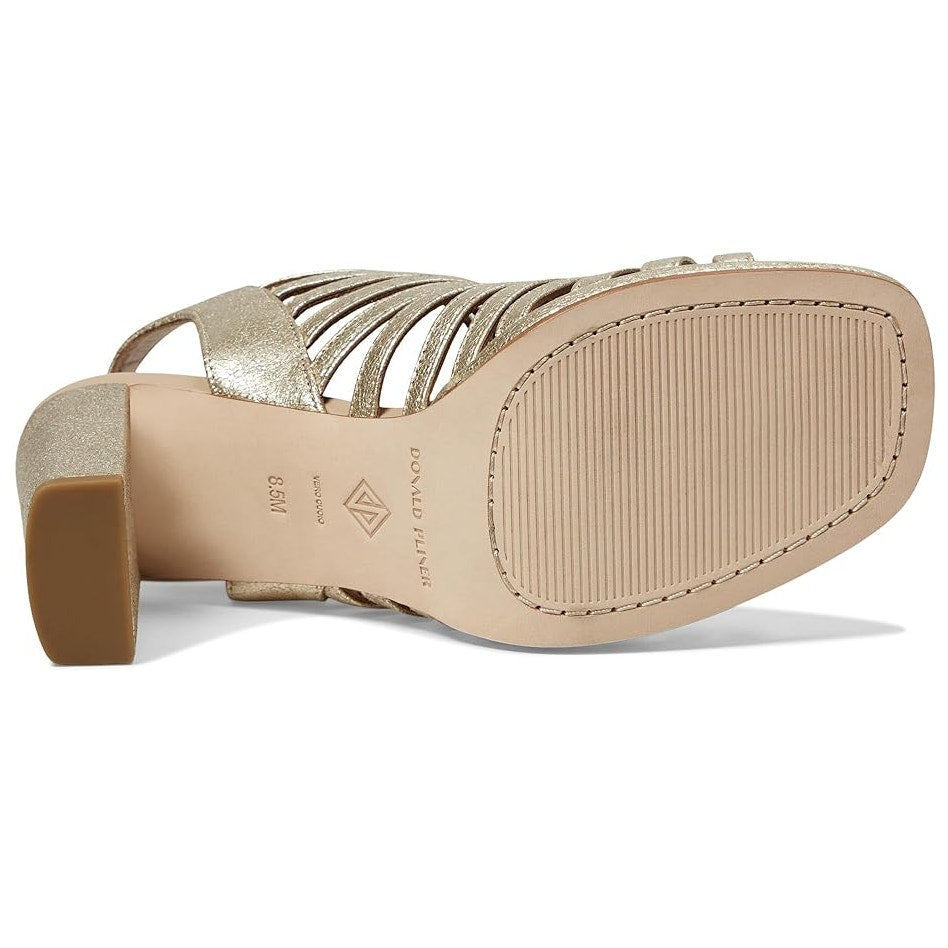 Donald Pliner Womens Sevanna Heeled Sandals US 8.5 M Gold Metallic Leather NIB