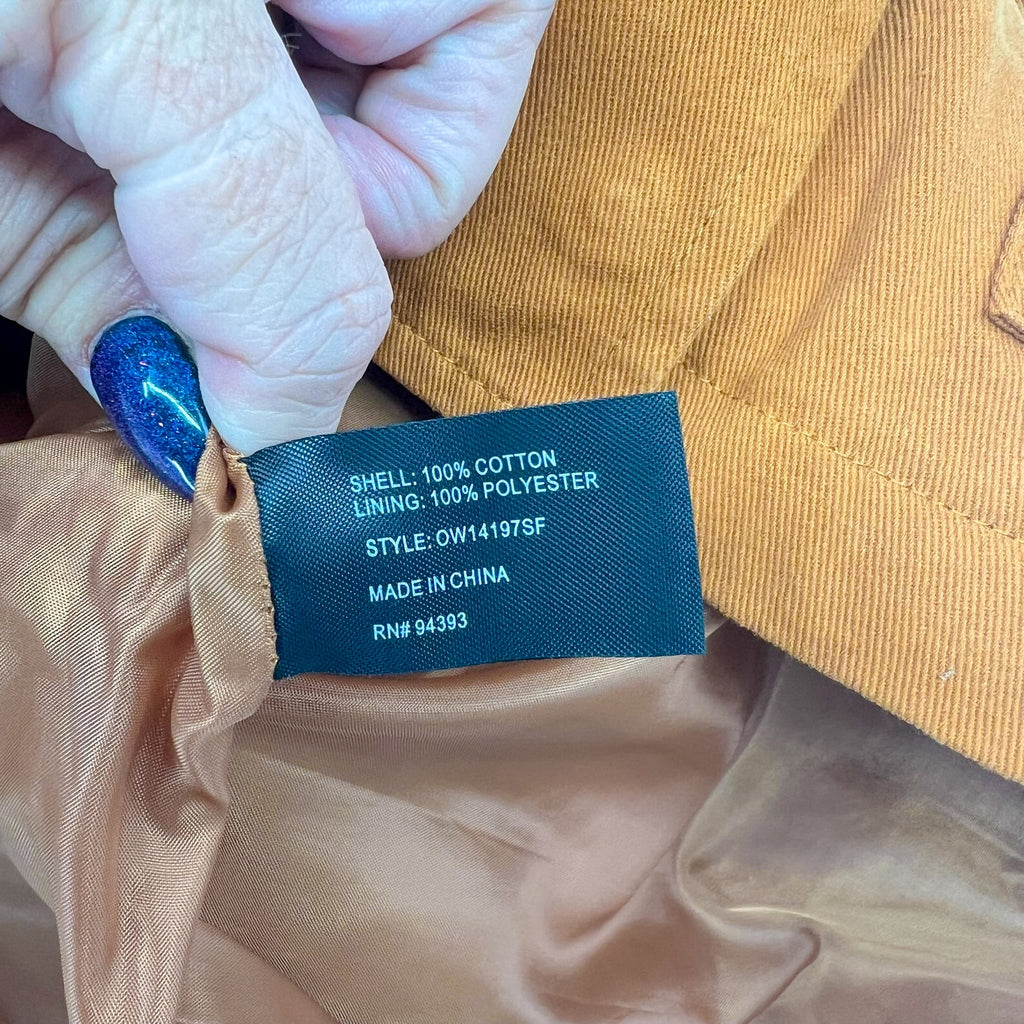 MO-KA BY SANTA FE APPAREL Jacket Small Orange Snap Button 100% Cotton NWT