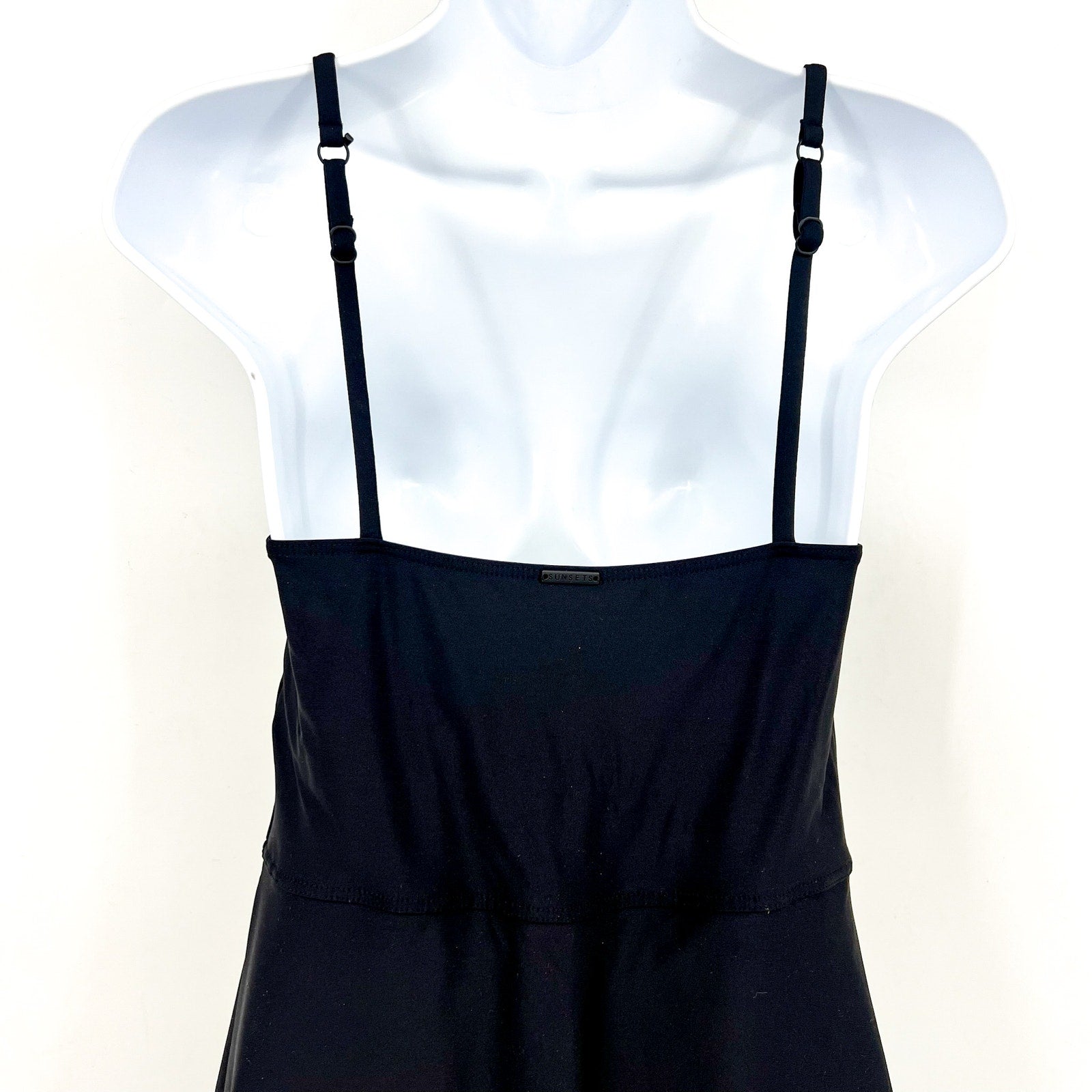 SUNSETS Women's Naomi Swim Dress Medium Black Convertible Strap One Piece NWOT