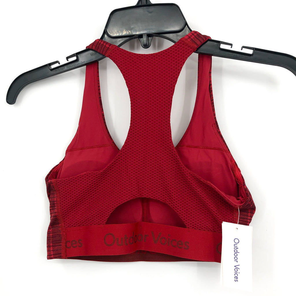 OUTDOOR VOICES Women's Doing Things Sports Bra XS Red Pomegranate Plaid NWT