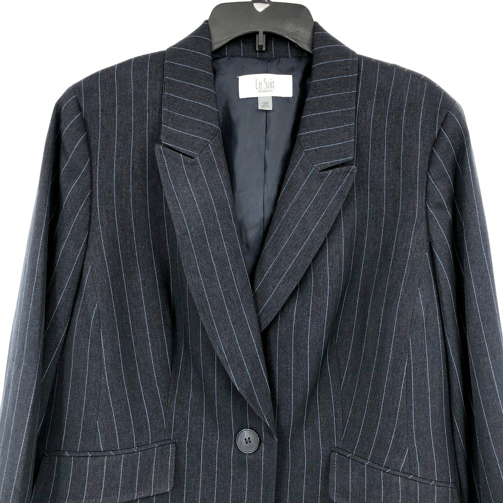 LE SUIT Single Button Suit Jacket 16W Navy Blue Pinstripe Blazer NWT