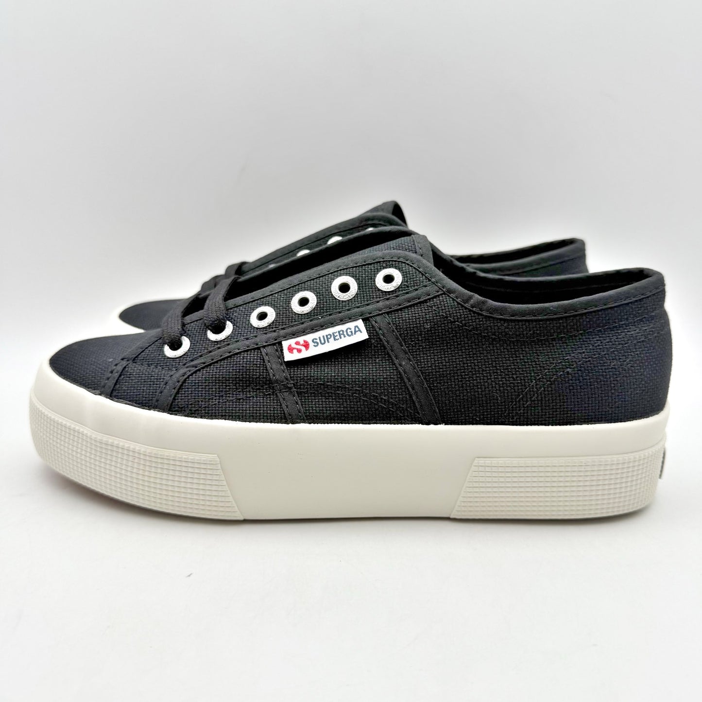 Superga Womens 2740 Platform Sneakers EU 38 US 7.5 Black Canvas NIB