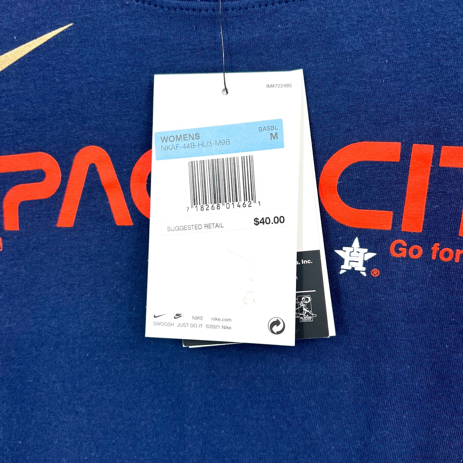 NIKE Womens Houston Astros Bregman 2 City Connect T-Shirt Medium Navy Blue NWT