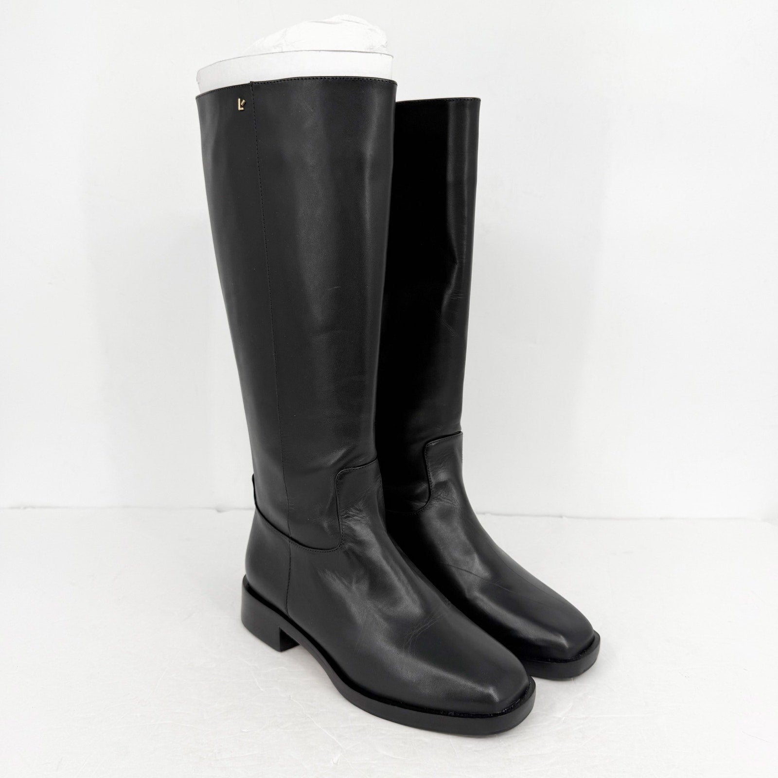Larroudé Womens Anne Knee High Boots US 7.5 EU 38.5 Black Napa Leather NIB