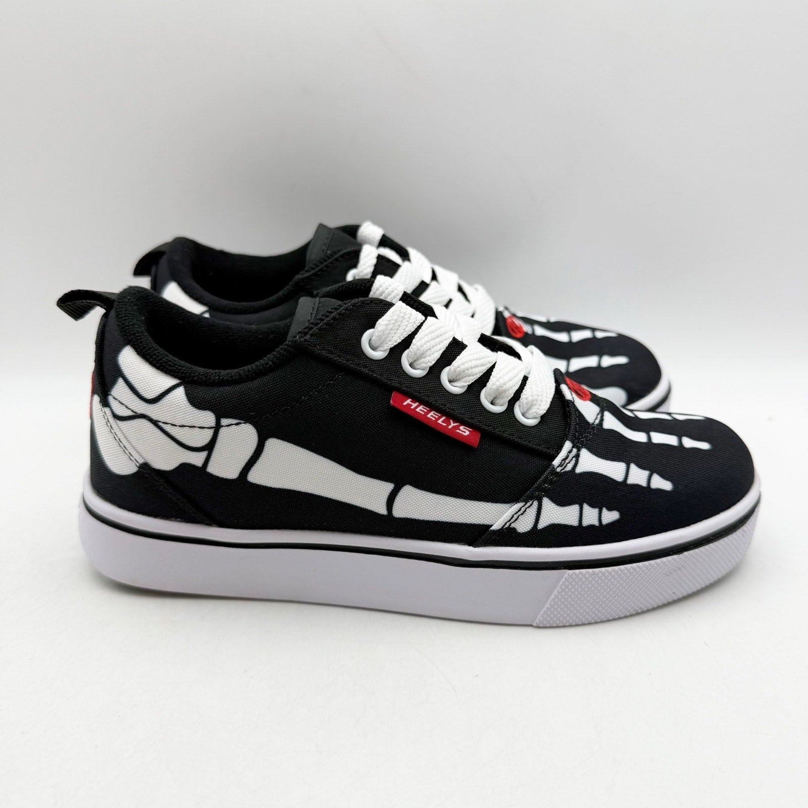 Heelys Kids Pro 20 Prints Skate Shoes US 3 EU 34 Black Canvas Skeleton Print EUC