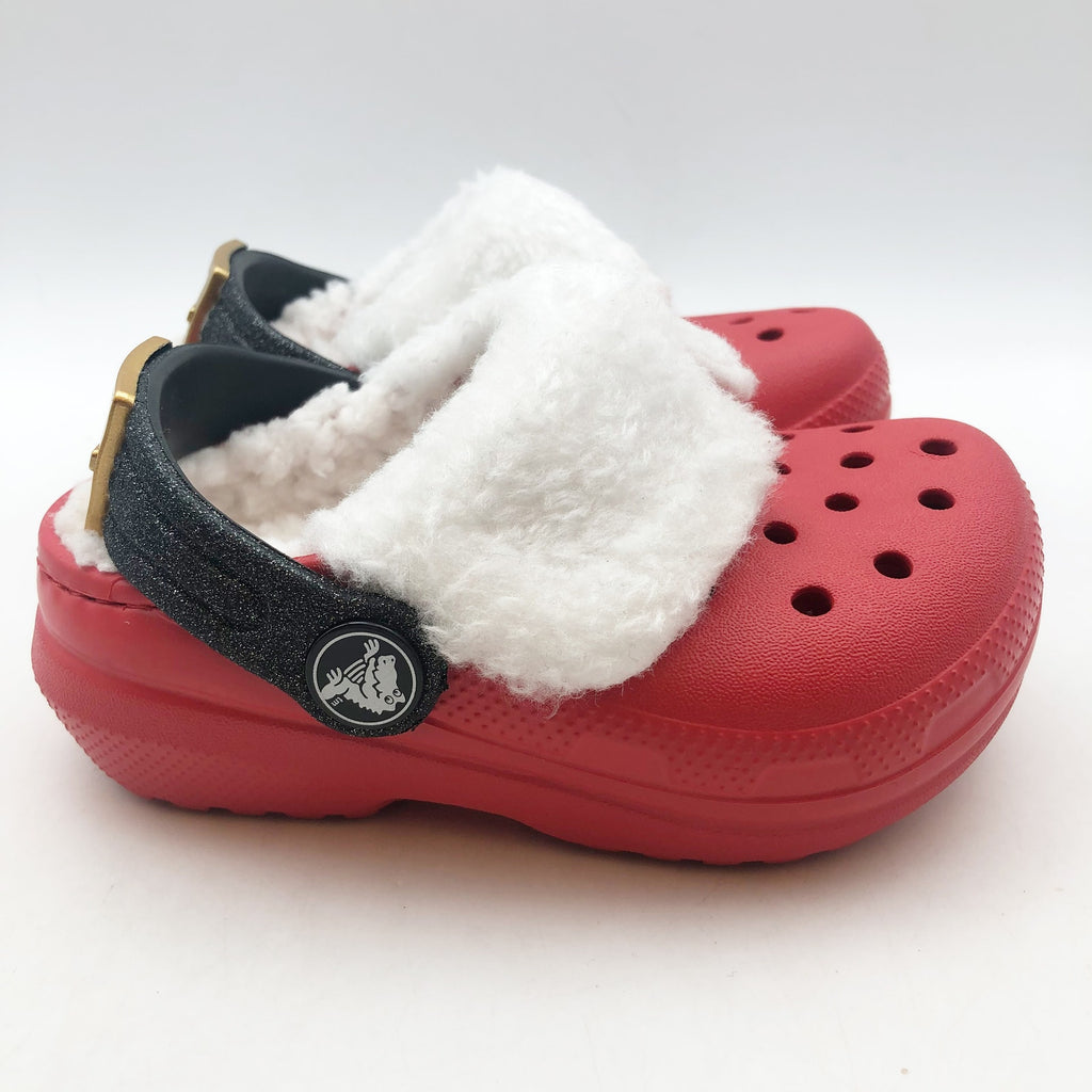Crocs Little Kids Santa Classic Clogs Size C 10 Festive Red White Black NWT