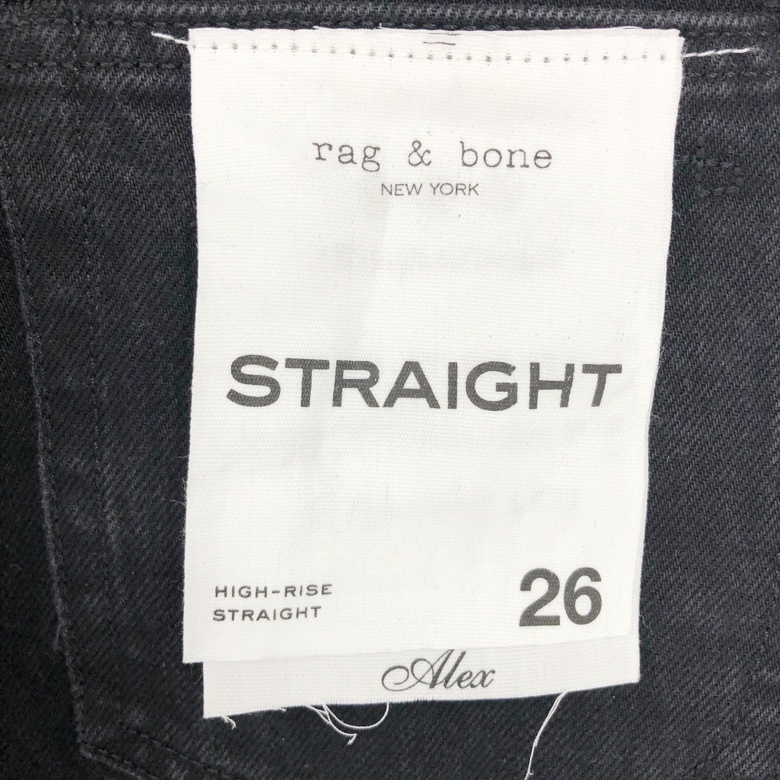 RAG & BONE Womens Alex High-Rise Straight-Leg Jeans Size 26 US 2 Black NWT