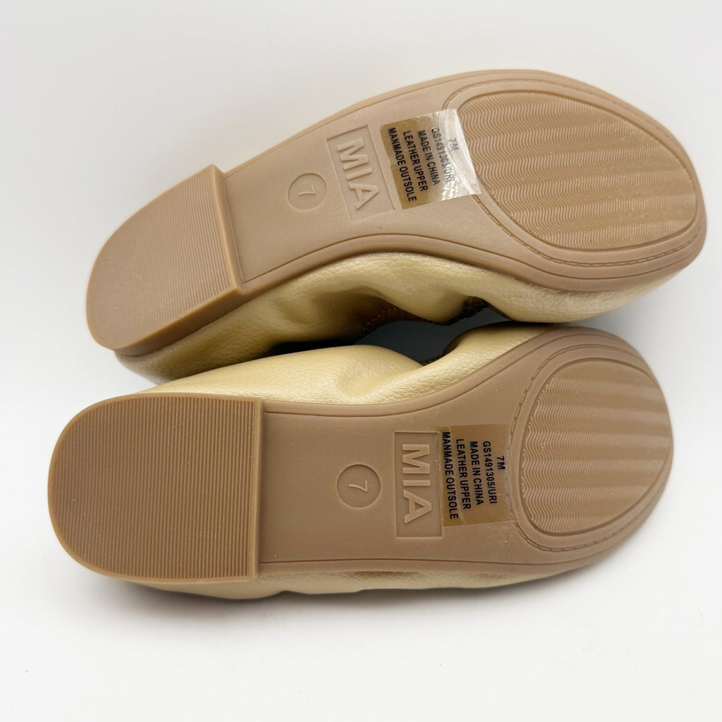 MIA Womens URI Ballet Flats Size 7 M Tan Beige Leather NWOB