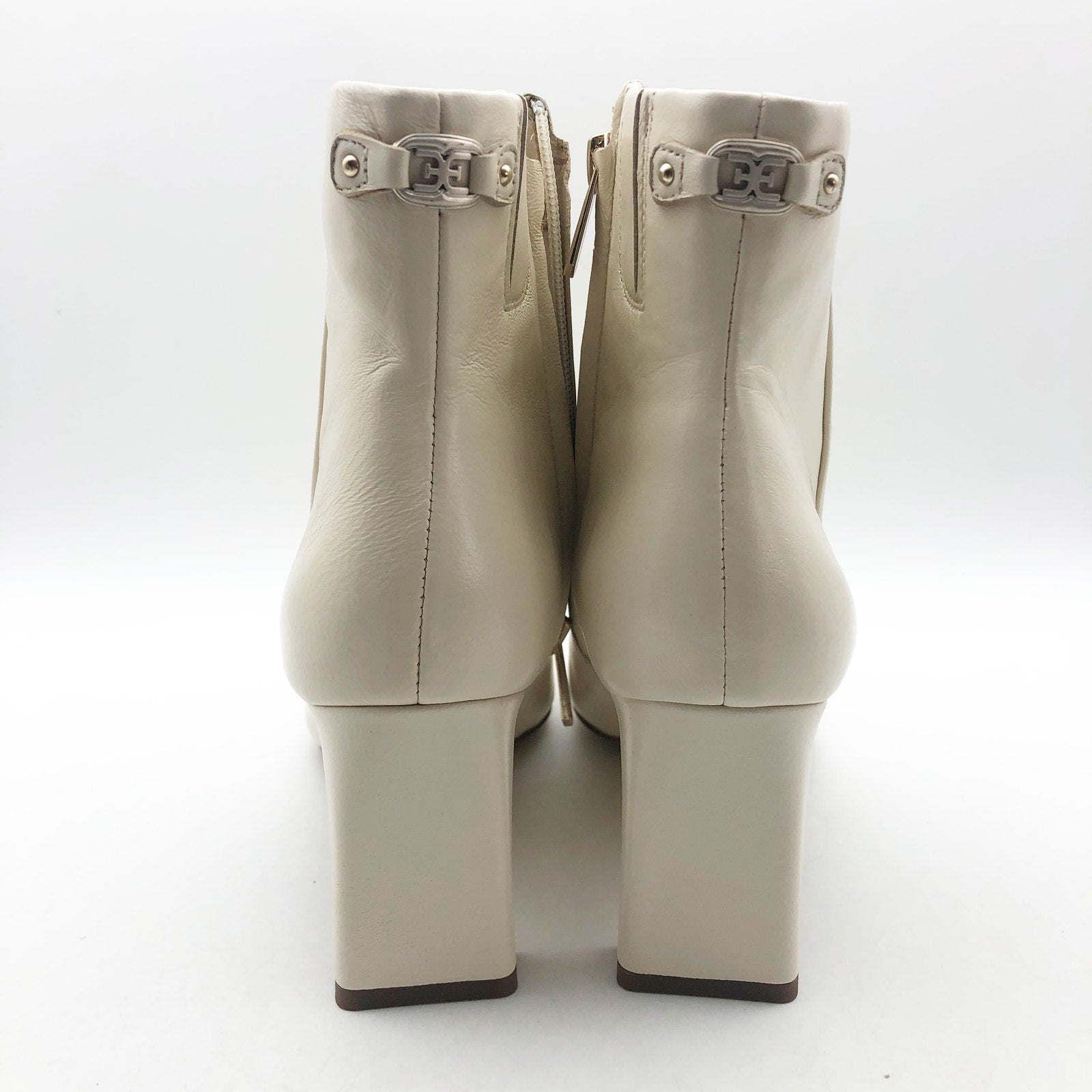 Sam Edelman Womens Saige 2 Ankle Boots US 7.5 M EU 38 White Cream Leather NWOB