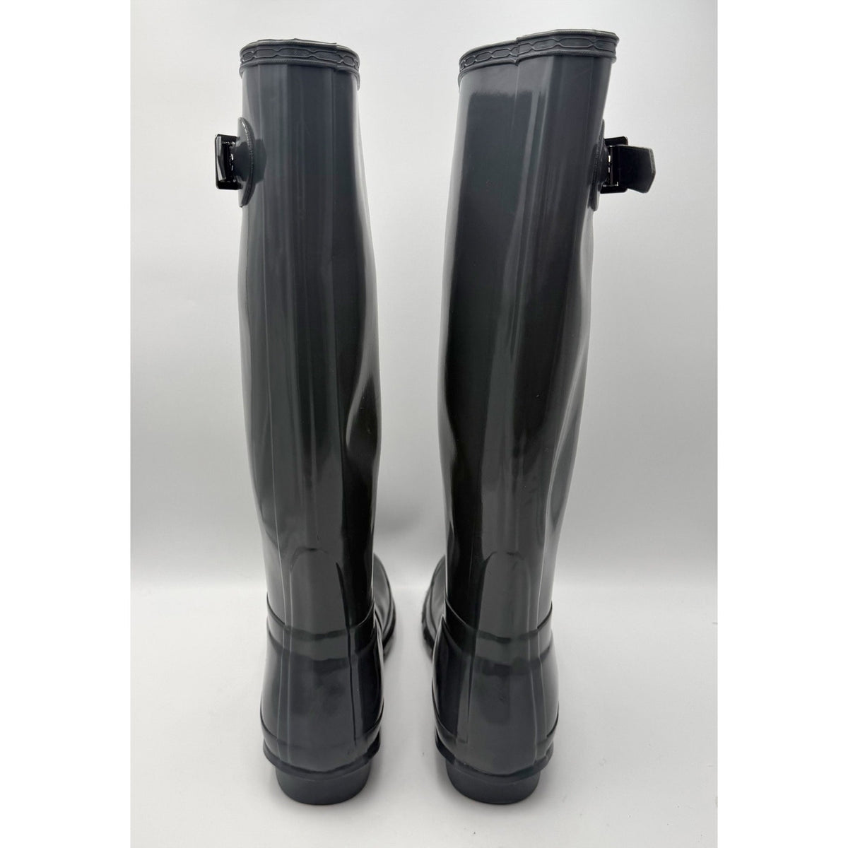 Hunter Womens Original Tall Gloss Rain Boots Size 10 Graphite Grey WP NWOB