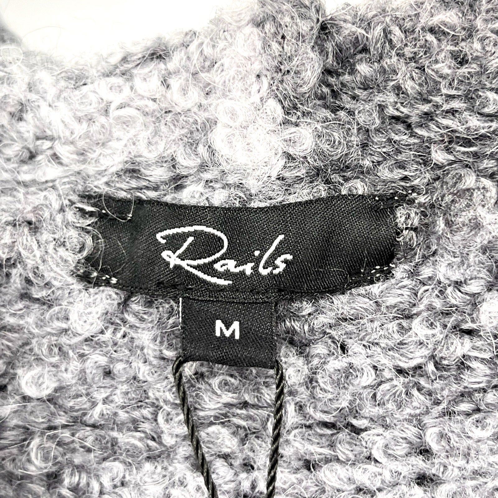 RAILS Men's Long Sleeve Rollins Hoodie Sweater Medium Storm Gray Boucle Knit NWT