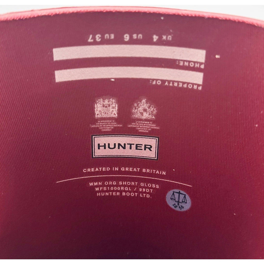 Hunter Womens Original Short Gloss Boots US Size 6 EU 37 Military Red NIB