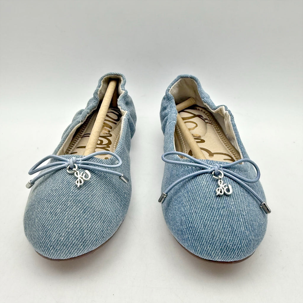 Sam Edelman Kids Felicia Ballet Flats US 1 M EU 32 Blue Denim Leather NIB