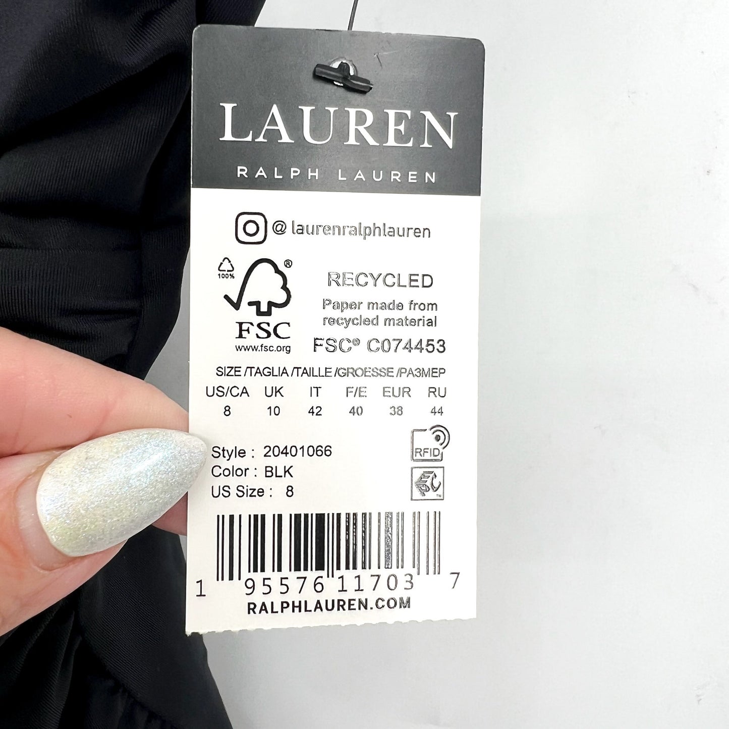 LAUREN RALPH LAUREN Solids V Wire One Piece Swimsuit Size 8 Black NWT