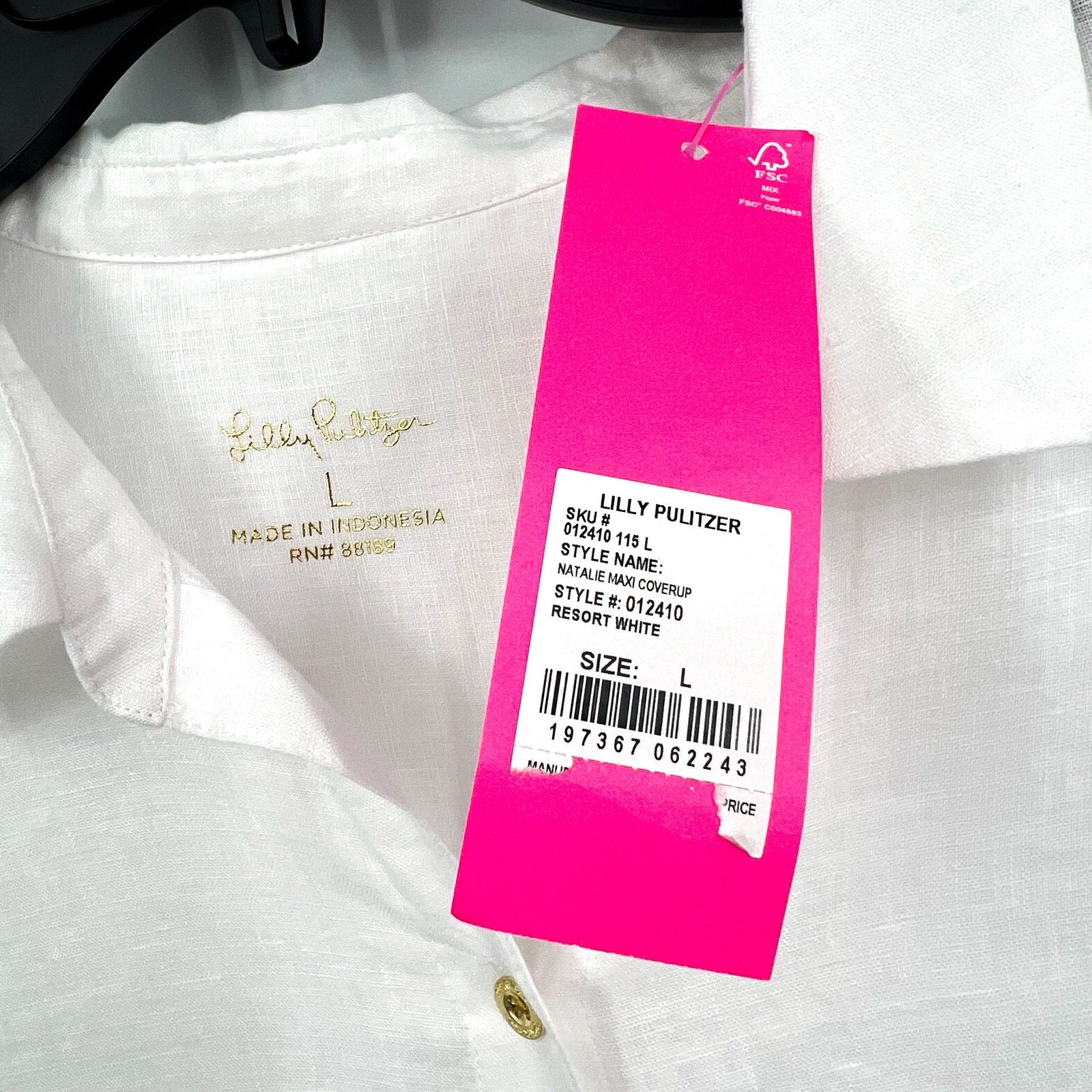 LILLY PULITZER Womens Natalie Maxi Cover-Up Shirtdress Large Resort White NWT