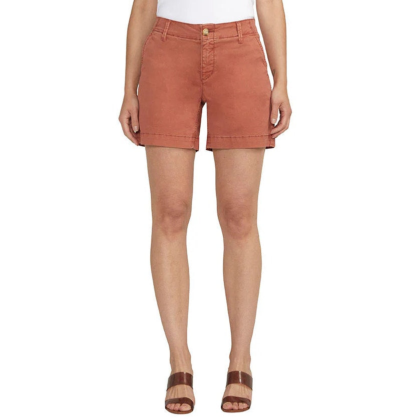 JAG JEANS Women's Fabric Dyed Chino Mid Rise Shorts Size 6 Orange Chutney NWT