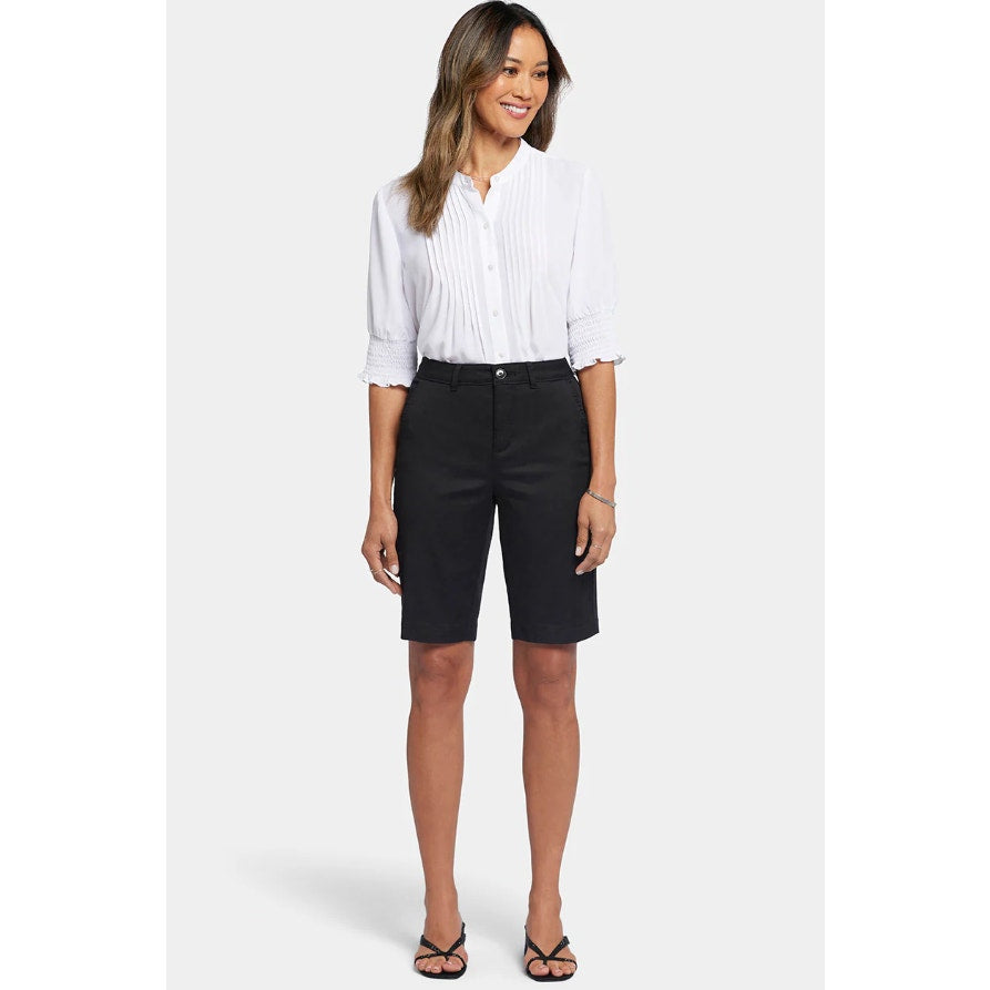 NYDJ Women's Bermuda Shorts Size 12 Black Stretch Twill Knee Length NWT