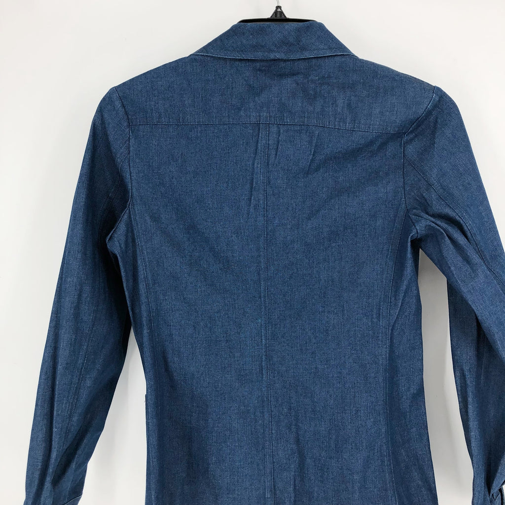 RE/DONE Women's 60's Safari Jacket Small Blue Indigo Cotton Buttons Pockets NWT