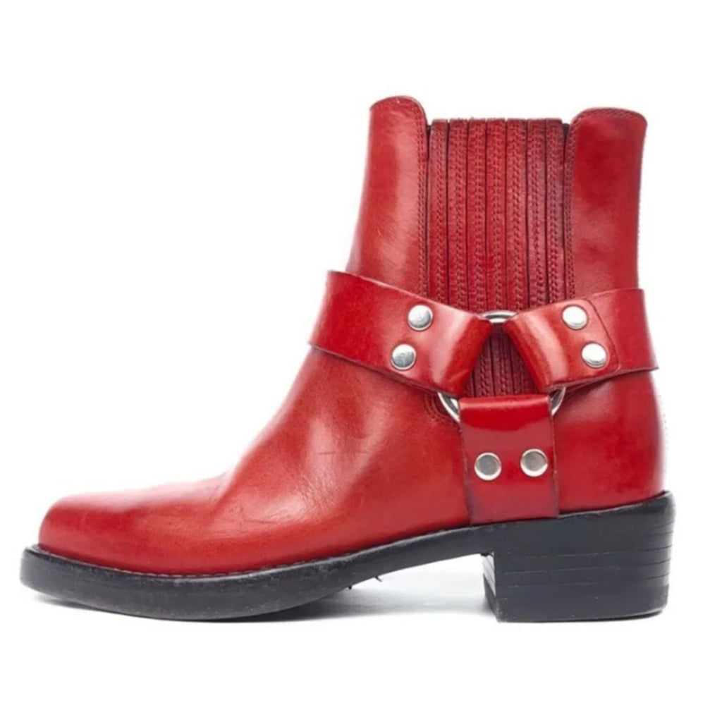 RE/DONE Womens Cavalry Ankle Boots EU 40 US 10 Red Leather NWOB