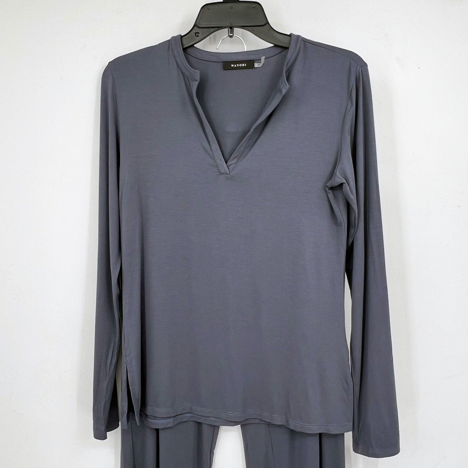 NATORI Women's Feathers Essentials Pajama Set XS Blue Long Sleeve Jersey NWT