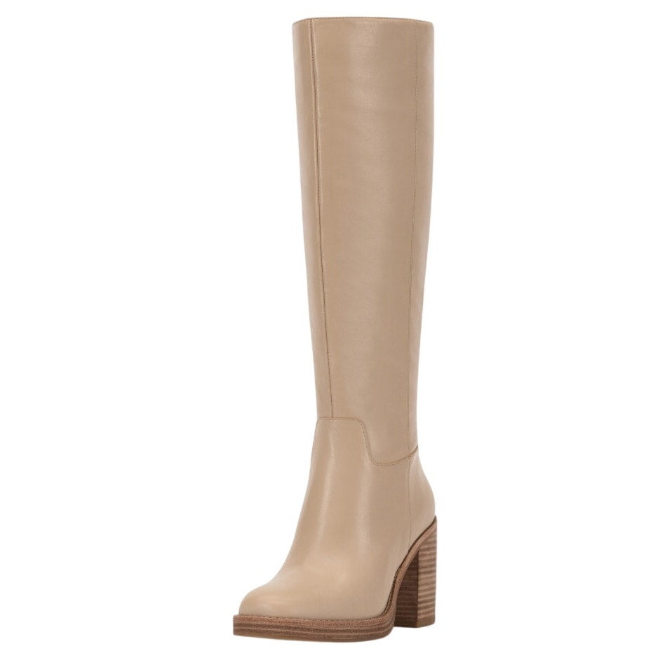 Vince Camuto Womens Gibi Knee High Boots US 10 M WIDE CALF Beige Leather NIB