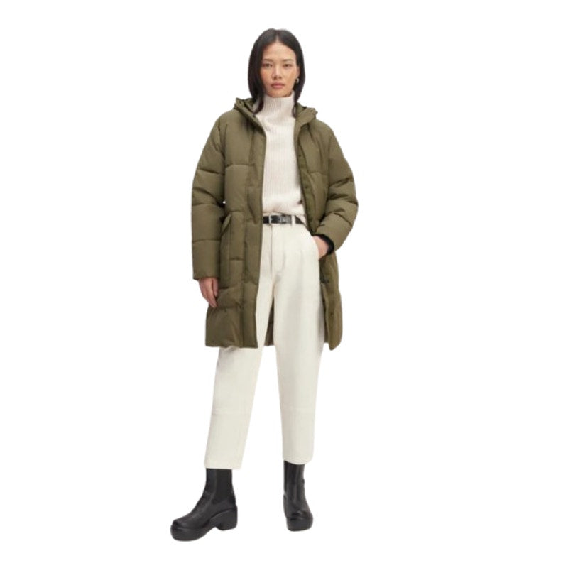 EVERLANE Women's The ReNew Long Puffer Jacket XS Army Green Hood Coat NWT