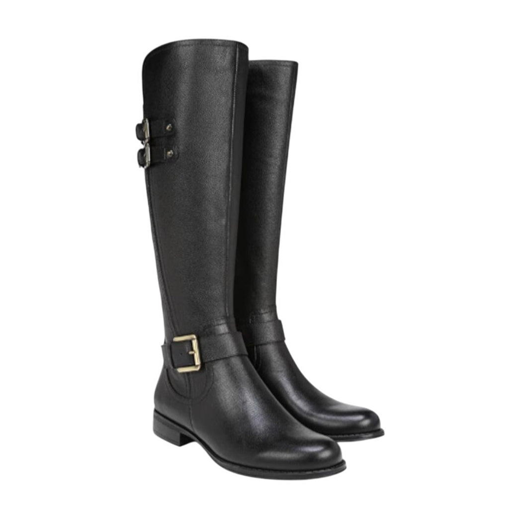 Naturalizer Womens Jessie Knee High Boots Size 8 M WIDE CALF Black Leather NIB