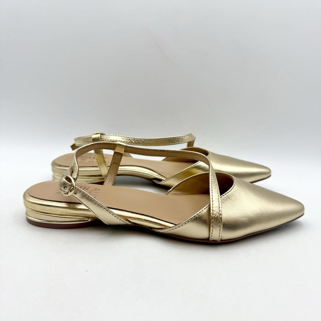 Naturalizer Womens Hawaii Slingback Flats US 5.5 M EU 35.5 Gold Leather NIB