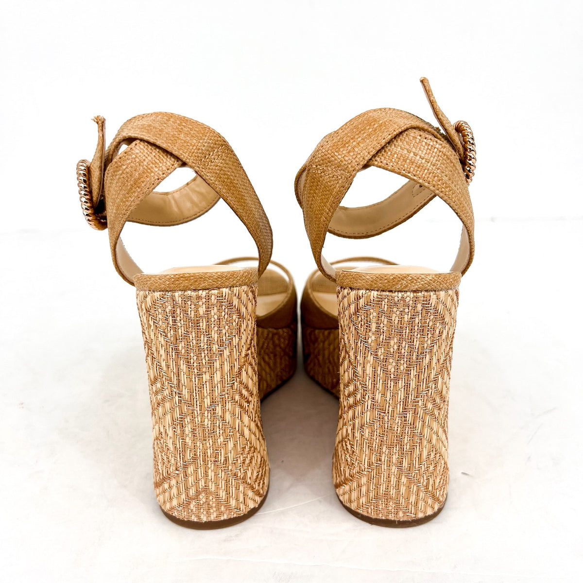 JESSICA SIMPSON Kamindi Espadrille Wedge Sandals Size 7M Tan Natural Raffia NWOB