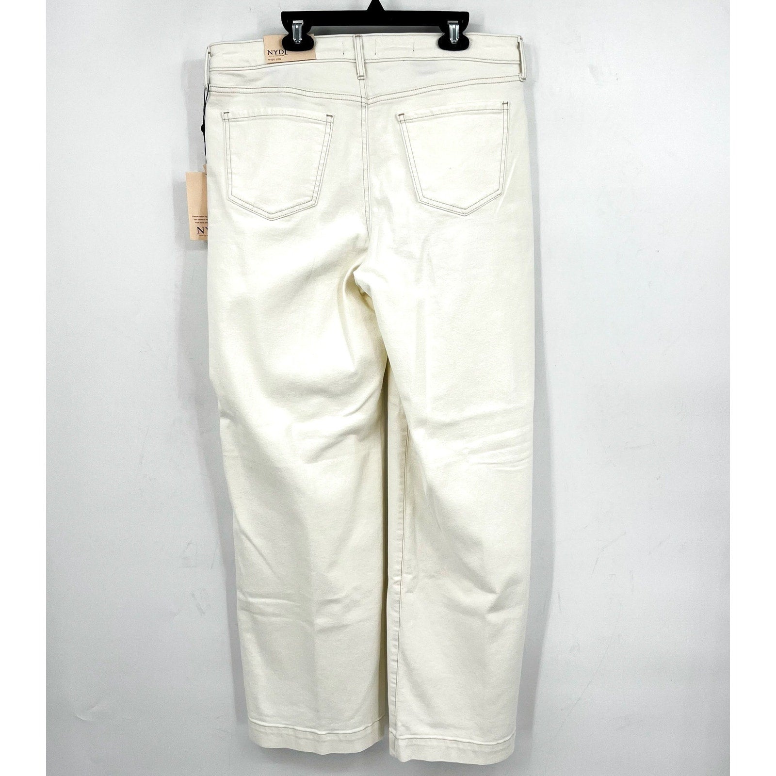 NYDJ Women's Teresa Wide Leg Jeans Size 12 Winter White Stretch 1.5'' Hem NWT