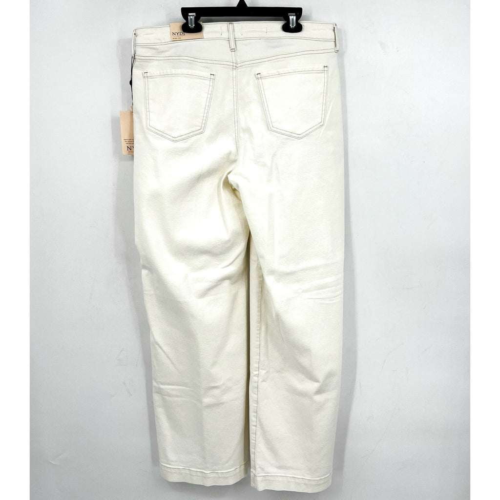 NYDJ Women's Teresa Wide Leg Jeans Size 12 Winter White Stretch 1.5'' Hem NWT