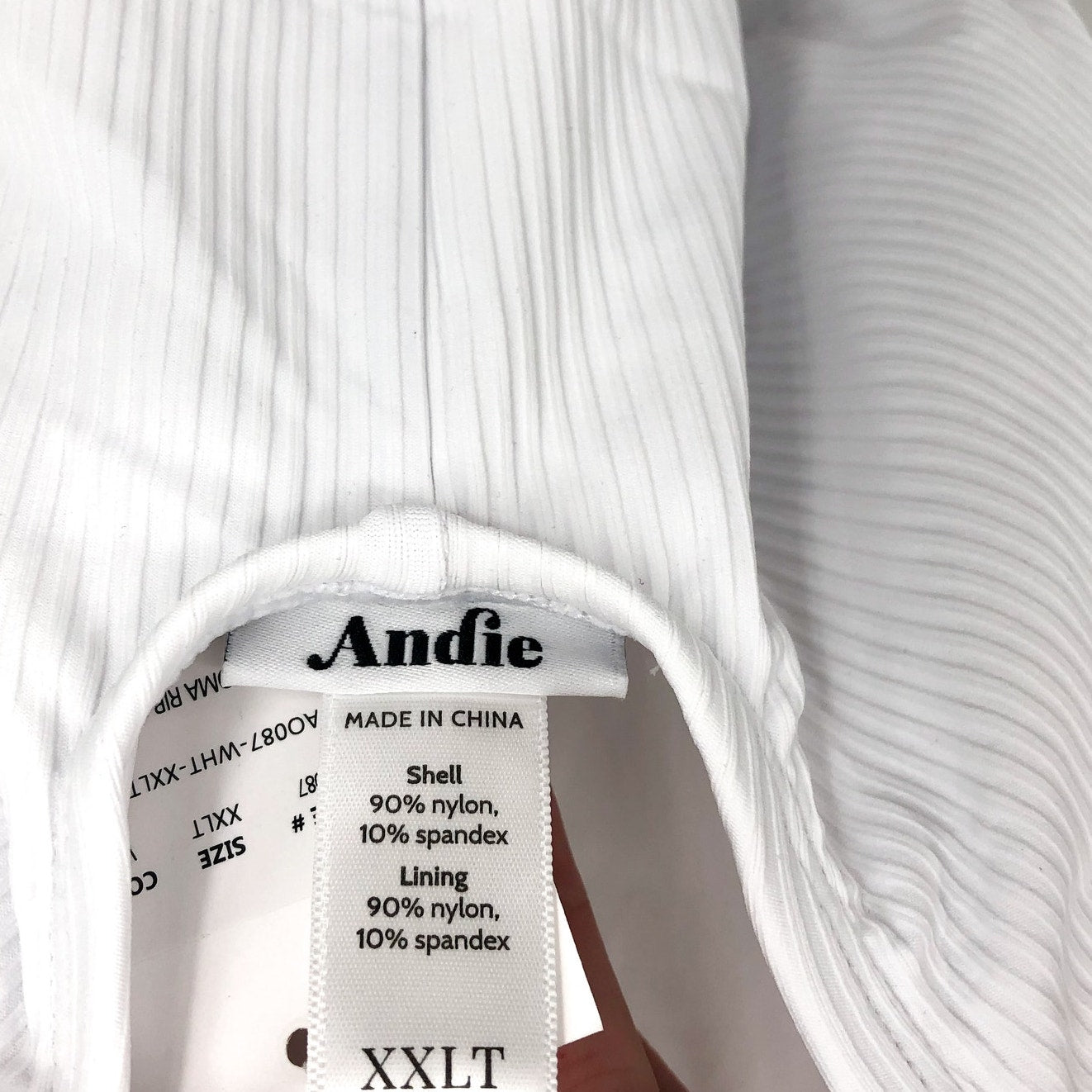 ANDIE SWIM Paloma One Piece Swimsuit XXL 18 Tall White Ribbed