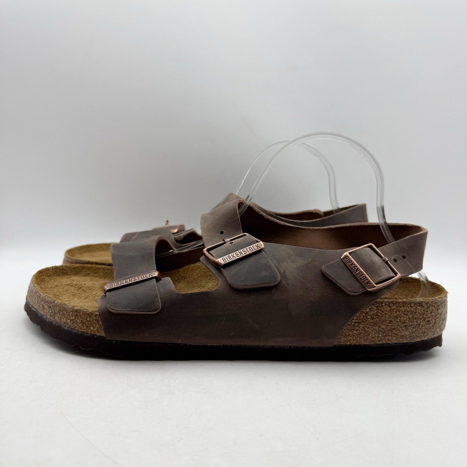 Birkenstock Mens Milano Sandals EU 44 US 11 Habana Brown Oiled Leather NWOB