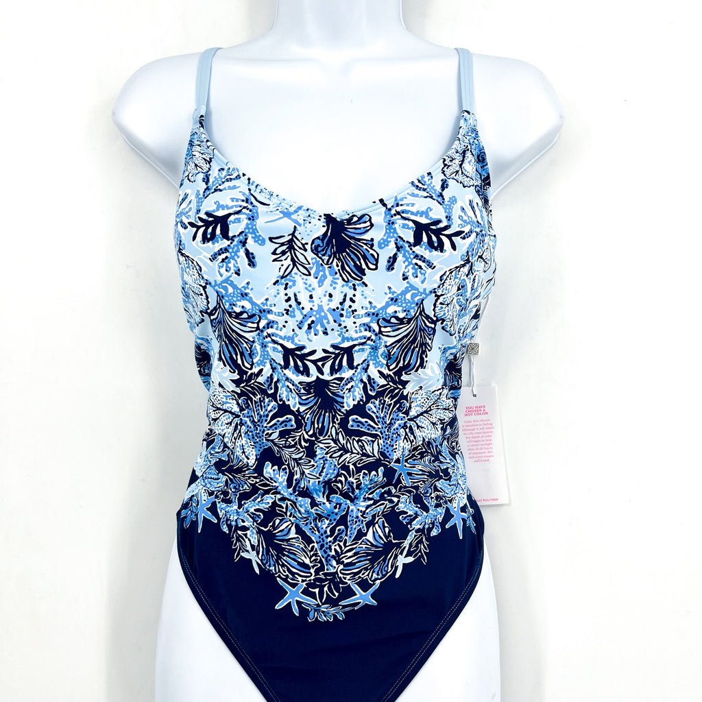 LILLY PULITZER Womens Klynn One-Piece Swimsuit US 6 Blue Just a Little Koi NWT
