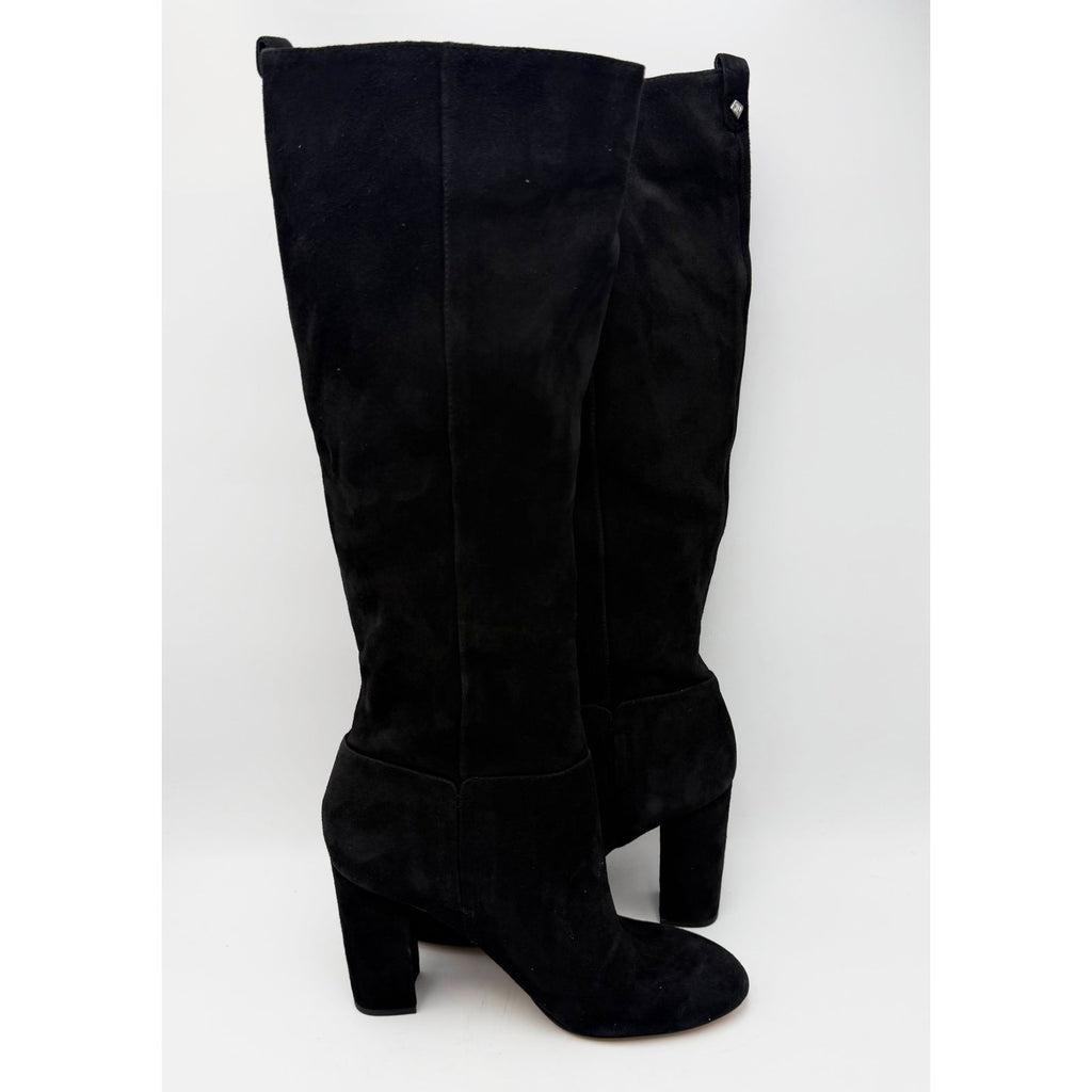 Sam Edelman Womens Caprice Heeled Knee High Boots Size 7.5 Black Suede NWOB