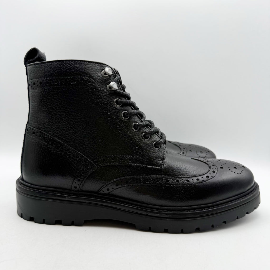 Vince Camuto Mens Namid Combat Boots US 8.5 EU 41.5 Black Leather NWOB