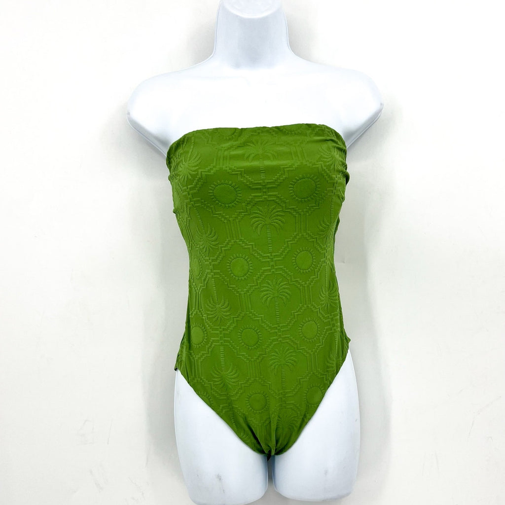 SEAFOLLY Oasis Bandeau One Piece Swimsuit Size 10 DD Sage Green Underwire NWT