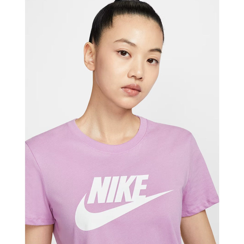NIKE Women's Club Essentials Logo T-shirt 1X Beyond Pink White 100% Cotton NWOT