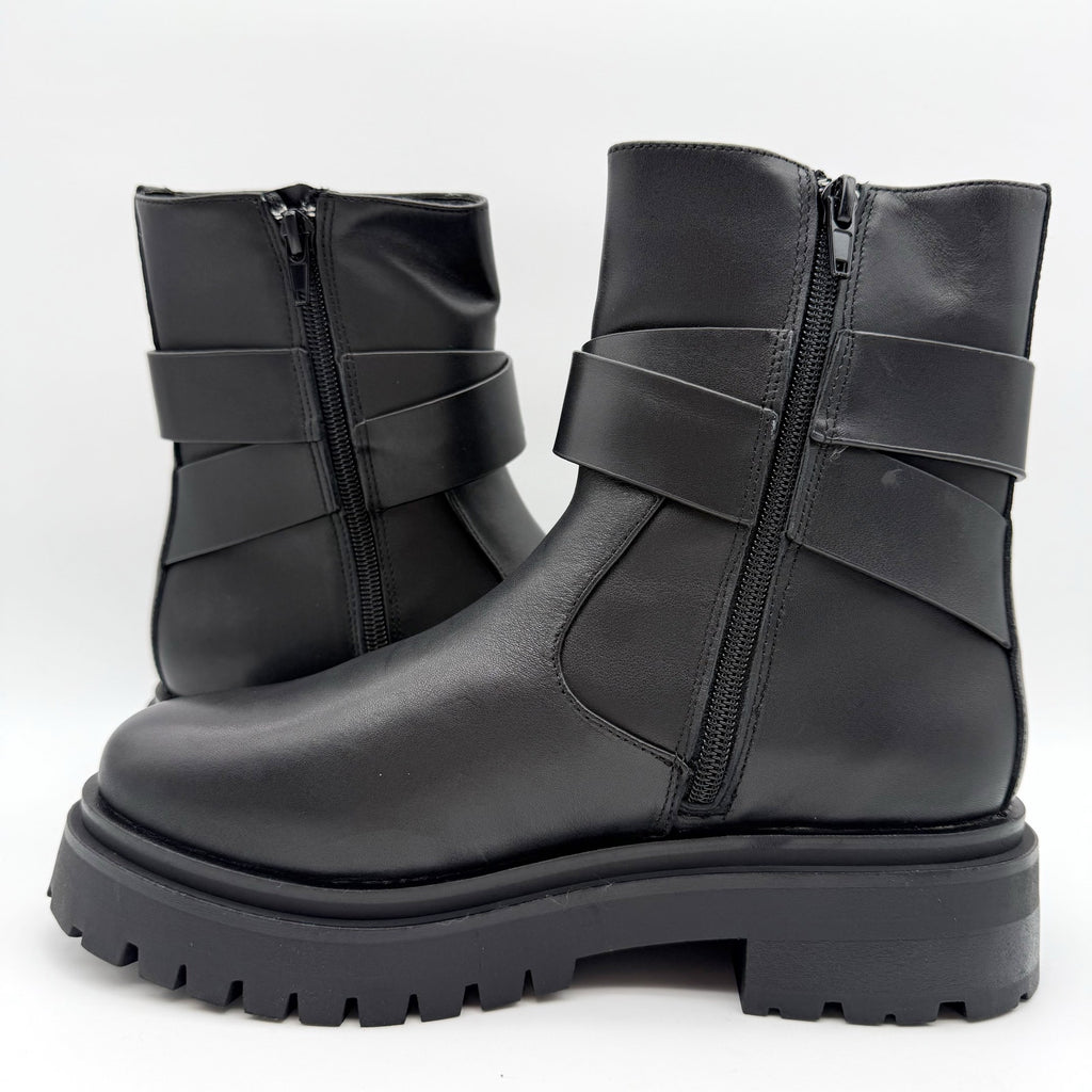 Steve Madden Womens Lonny Ankle Booties US 7.5 EU 38 Black Leather NIB