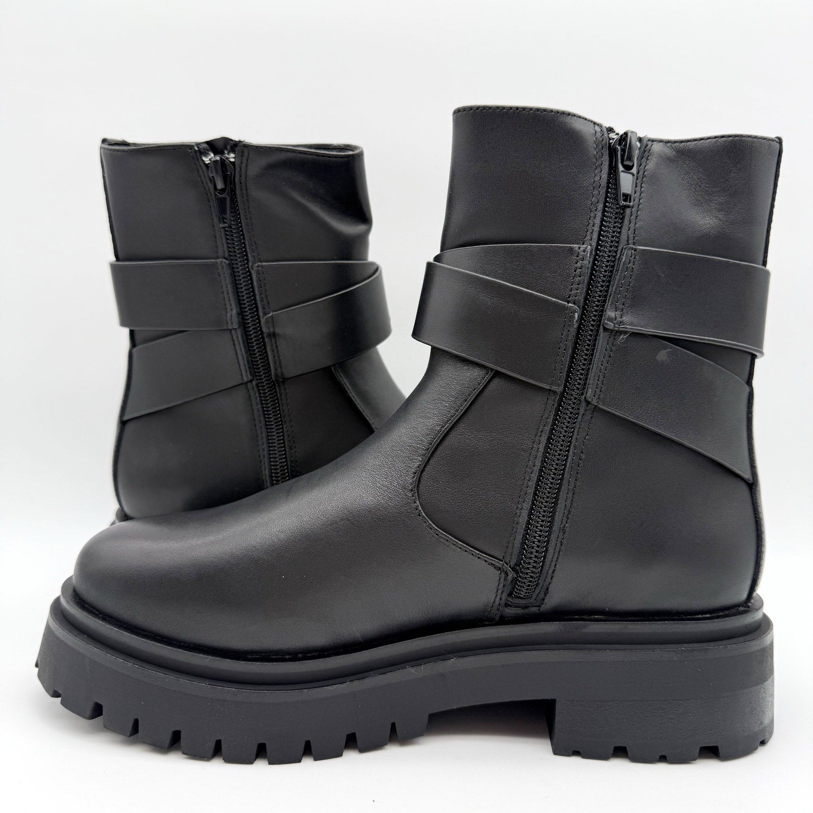 Steve Madden Womens Lonny Ankle Booties US 7.5 EU 38 Black Leather NIB