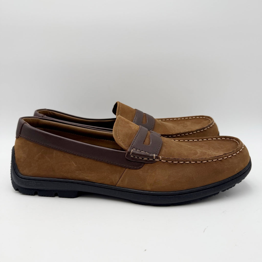 SPERRY Mens Monterey Penny Loafers Size 11.5 Soft Brown Nubuck Leather NWOB