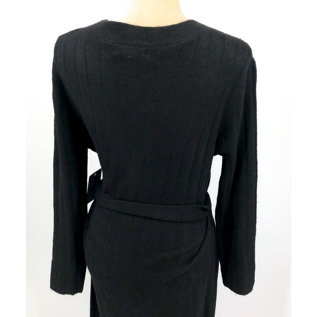 STITCHDROP Women's Tied To You Belted Midi Sweater Dress Medium Black NWT