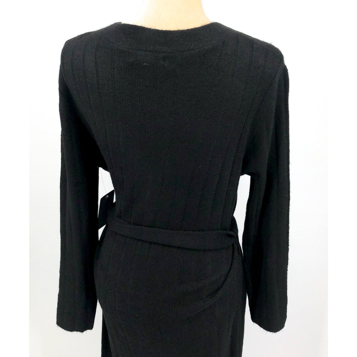 STITCHDROP Women's Tied To You Belted Midi Sweater Dress Medium Black NWT