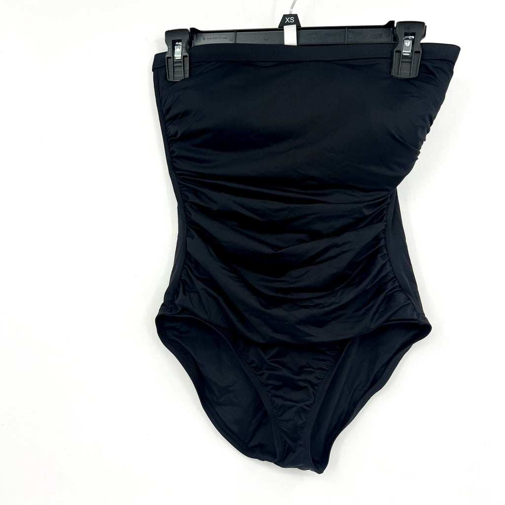 TOMMY BAHAMA Pearl Bandeau One-Piece Swimsuit Size 6 Black Shirred NWT