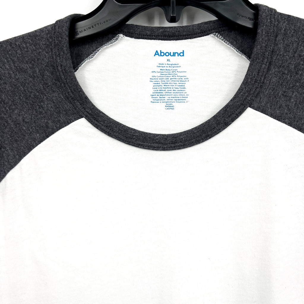 ABOUND Men's Raglan Baseball T-shirt XL White Grey Crewneck Short Sleeve NWOT