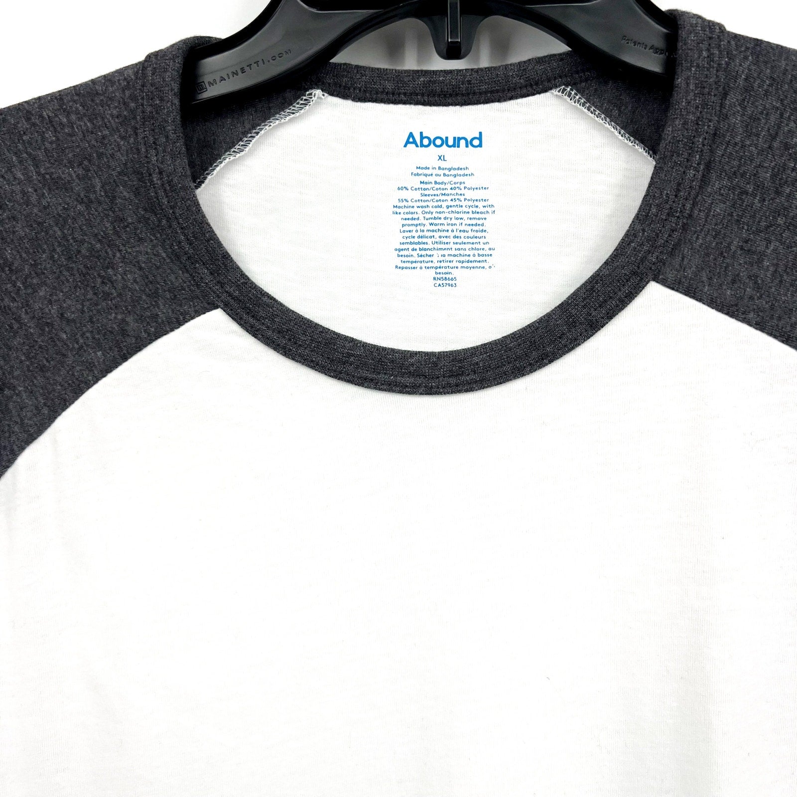 ABOUND Men's Raglan Baseball T-shirt XL White Grey Crewneck Short Sleeve NWOT