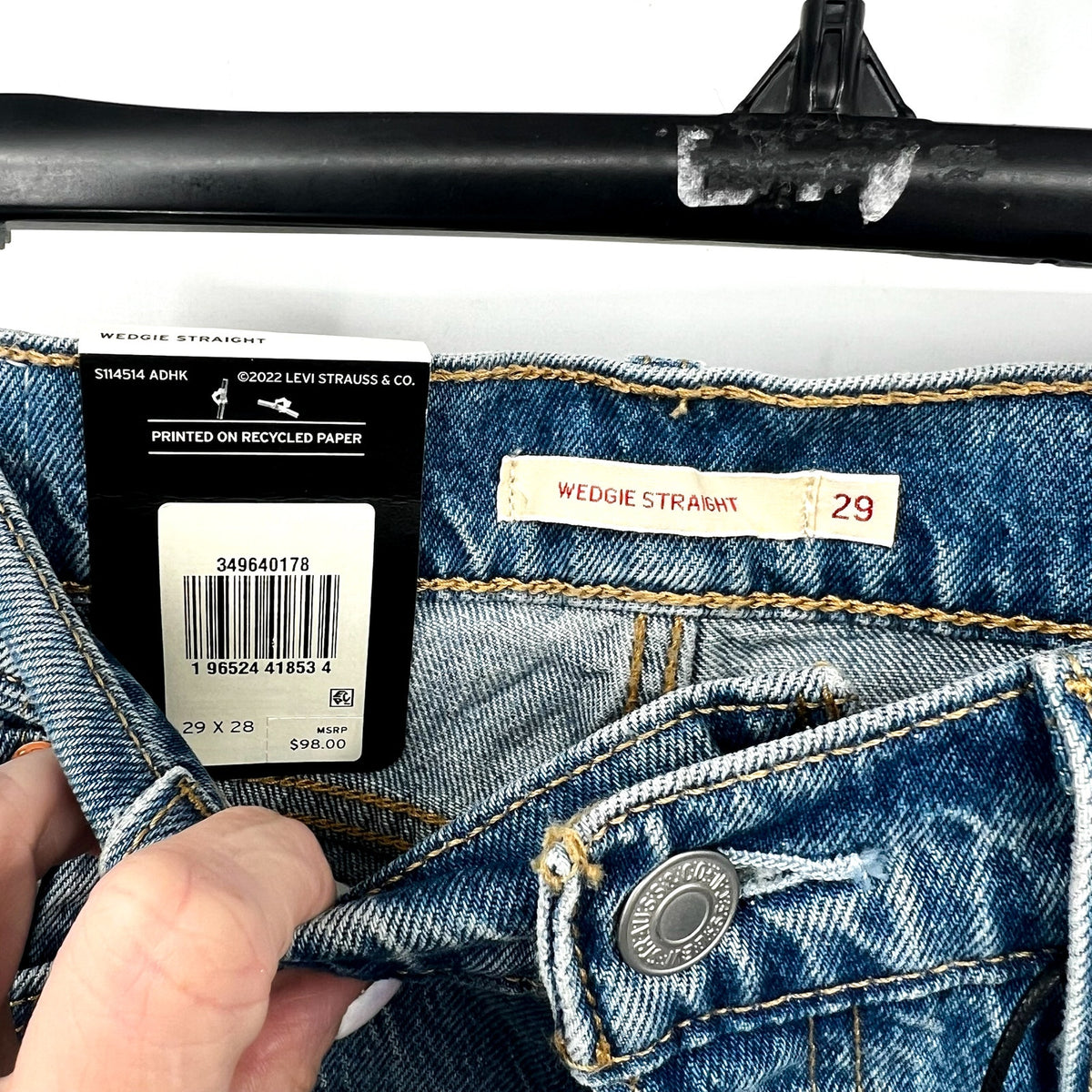 LEVI'S Womens Wedgie Straight Jeans 29x28 US 8 Calling All Blue 34964-0178 NWT