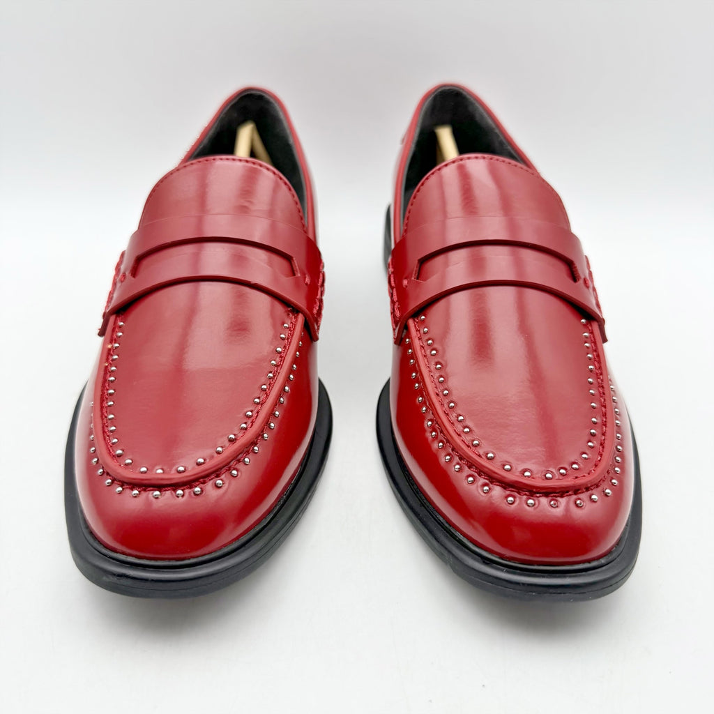 Franco Sarto Women's Eden Studded Loafers US 9 M EU 40 Red Slip On NIB