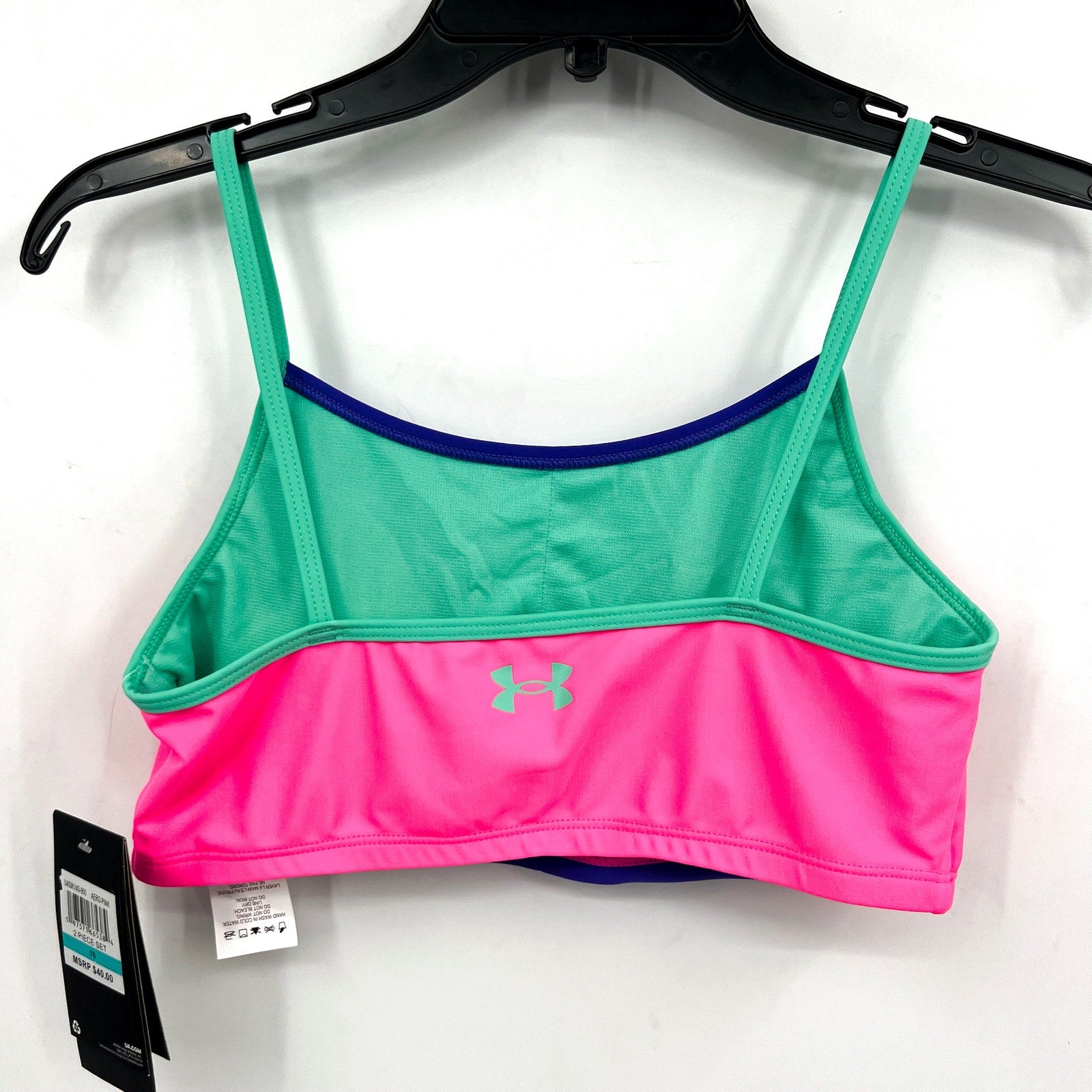 UNDER ARMOUR Girls Tankini & Hipster Bikini Swimsuit Size 12 Pink Blue NWT